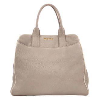 Miu Miu Gray Leather Tote Bag (Pre-Owned)