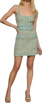 L'agence Valli Tweed Mini Dress In Green