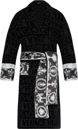 Versace Badjas met logo - Heren - Badjassen - Zwart - 2XL - Katoen - Nachtkleding