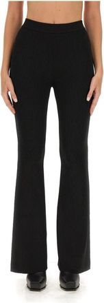 Stella McCartney Ribgebreide broek - Dames - Wijde Broeken - Zwart - M - Broeken