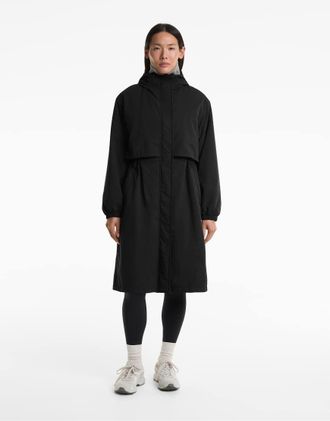 Oysho Giacca lunga imbottita impermeabile nera con imbottitura Fellex Aerogel 10k-Nero