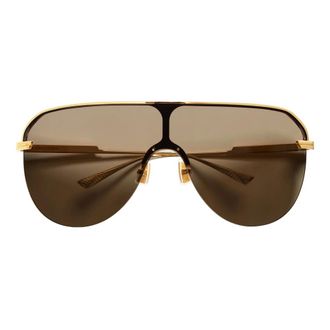 Bottega Veneta Accessoires, Dames, Geel, ONE Size, Long Ribbon Shield Zonnebril