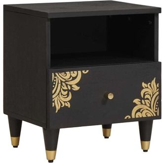 vidaXL Bedside Cabinet Black 40 x 33 x 46 cm Solid Mango Wood vidaXL