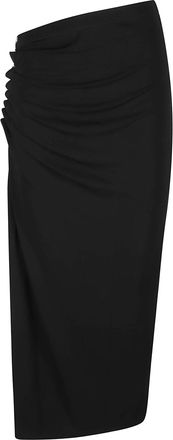 Paco Rabanne Viscose Ruched Fitted Midi Skirt
