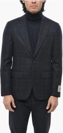 Corneliani CC COLLECTION Check Virgin Wool And Cashmere 2-ButtonsBlazer size 48