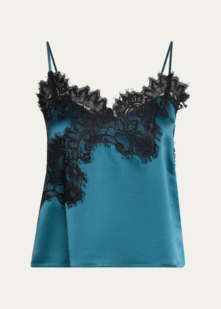 Cinq &agrave; Sept Lace-Trim Satin Top