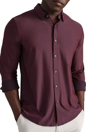 Rhone Commuter Slim Fit Performance Button-Up Shirt in Cinnamon Red Gingham at Nordstrom, Size Small