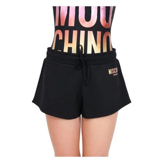 Moschino Korte Broeken, Dames, Zwart, L, Katoen, Zwemshorts met hoge taille van katoen