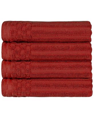 Superior Cotton Highly Absorbent Solid And Checkered Border Hand Towel Set