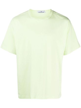 Stone Island T-shirt met geborduurd logo - Groen
