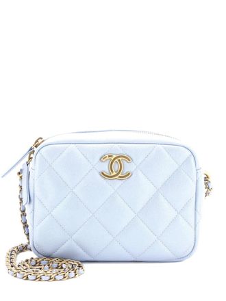 Chanel My Perfect Adjustable Chain Camera Bag Quilted Iridescent Caviar Small crossbody bag - Blu