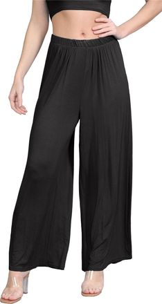 Janisramone Hamishkane Womens Plain Flared Palazzo Elasticated Waist Wide Leg Yoga Pants for Women UK Elegant Palazzo Trousers for Women UK - Ideal Ladies Summer 