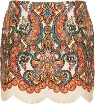 Zimmermann Geborduurde Mini Rok met Zakken - Dames - Korte rokken - Veelkleurig - XS - Linnen - Rokken