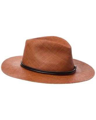Brunello Cucinelli Leather-Trim Straw Hat