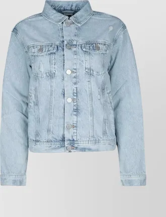 Tommy Hilfiger distressed patchwork chest pocket long sleeve jacket