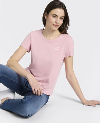 Mustang T-Shirt MUSTANG, Damen, Gr. XL, cameo pink, Jersey, Obermaterial: 100% Baumwolle, normal normal, Rundhals, Shirts T-Shirt, Trageangenehme Baumwollqual