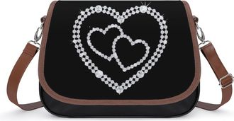 Generic Diamond Heart Crossbody Bags for Women Fashion Leather Shoulder Handbags With Adjustable Strap