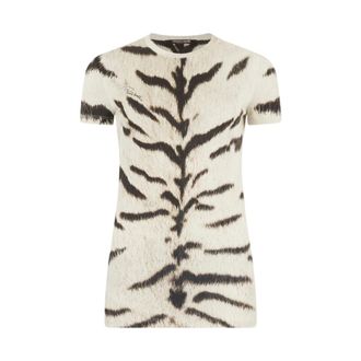 Roberto Cavalli T-Shirts, female, White, Size: S T-shirt with Tigress print