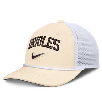 Nike Baltimore Orioles Rise Nike Mens Dri-FIT MLB Trucker Adjustable Hat in White | NB640HNAOLE-USE