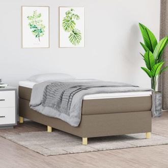 vidaXL Cama Box Spring Con Colch&oacute;n Tela Gris Taupe 90x200 Cm Vidaxl