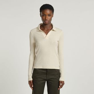 G-Star Ribbed Slim Polo - Wit - Dames