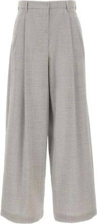 Max Mara Pantalones Anchos - Trousers - Mujer - Gris - M