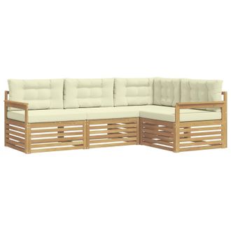 vidaXL Conjunto De Sof&aacute;s De Exterior 5 Pcs Blanco Y Crema Poli&eacute;ster Vidaxl
