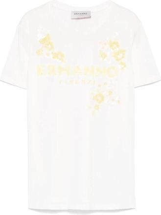Ermanno Scervino Casual Katoenen T-shirt - Dames - T-shirts - Wit - XS - Katoen - Tops