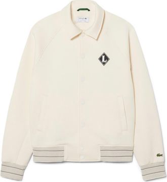 Lacoste Logo Detail Cotton Blend Bomber Jacket in Lapland at Nordstrom, Size 4