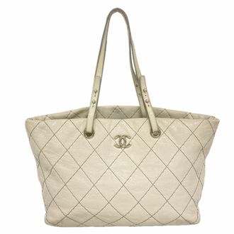 Chanel Gray Leather Tote Bag (Pre-Owned)
