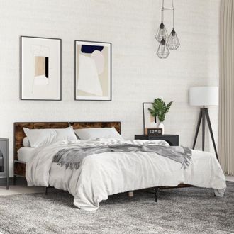 vidaXL Vidaxl - Giroletto Rovere Fumo 160x200 cm in Legno Multistrato Metallo