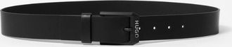 HUGO BOSS Mens HUGO Gelio-B Mens Leather Belt with Matte-Black Logo Trim Buckle - Size: W36