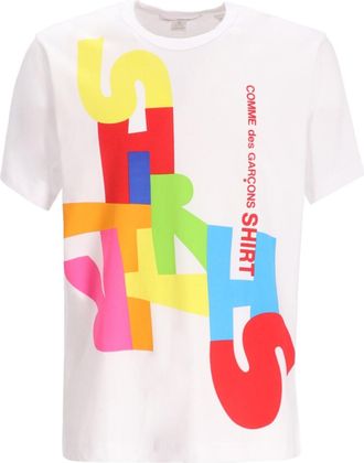 Comme Des Garçons White Crewneck Graphic Print T-Shirt
