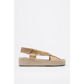 Bimba & Lola Leather Jute Wedge Sandal in Gold at Nordstrom, Size 36