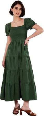 Apricot Smocked Cotton Poplin Midi Dress in Green at Nordstrom, Size Xx-Large