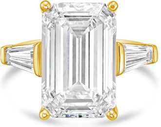 Diana M. Jewels 18kt Yellow Gold 15.00 ct tw Emerald Cut with two Long Baguettes on the side Engagement Ring (Single Claw)