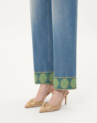 Valentino Garavani Décolleté Slingback Vlogo Signature Metalizzato Con Ricamo Cornely 80Mm Donna ORO 34.5