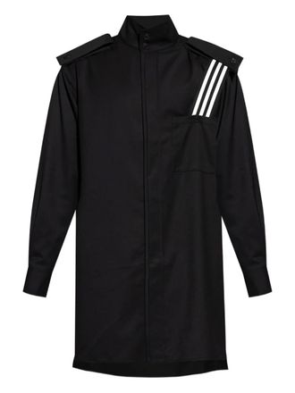 Yohji Yamamoto three-stripe panel shirt jacket - men - Elastane/Wool/Cotton - L - Black
