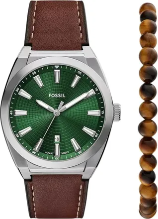 Fossil Accessoires, Heren, Bruin, ONE Size, Leer, Everett Horlogeset