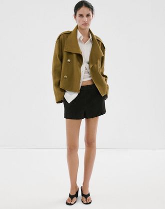 Mango Trench lino collo a imbuto oliva - Donna - XXS - MANGO