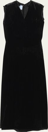 Prada Velvet Bow-Back Sleeveless Midi Dress