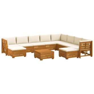 vidaXL Conjunto De Sof&aacute;s De Exterior Con Coj&iacute;n 11 Pieza Marr&oacute;n Vidaxl