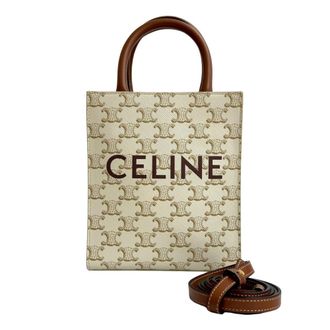 Celine Brown White Leather Pvc Handbag Shoulder Bag Tote Bag (Pre-Owned)
