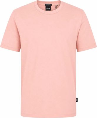 HUGO BOSS Katoenen linnen T-shirt - Heren - T-shirts - Roze - M - Katoen - Tops