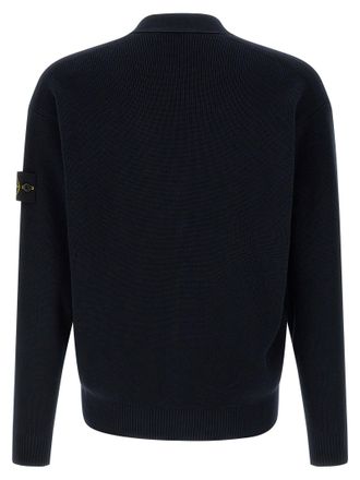 Stone Island Ribbed Cotton Cardigan - Black