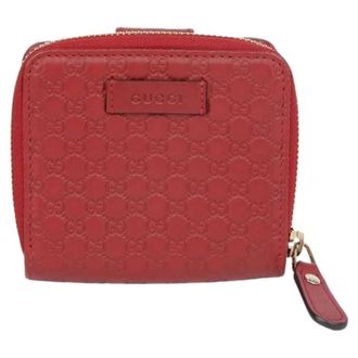 Gucci Pre-owned Wallets, female, Red, Size: ONE SIZE Pre-owned Micro Shima Zip Wallet