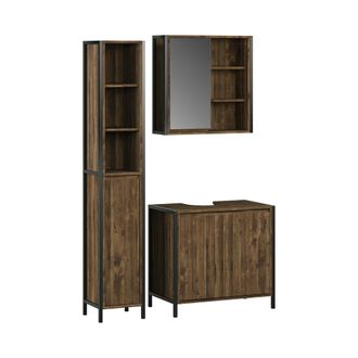 Vicco Conjunto De Muebles De Ba&ntilde;o Naola, Roble/negro, 3 Partes, Vicco
