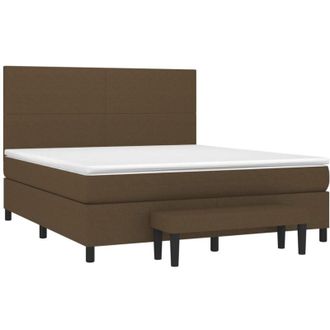 vidaXL Vidaxl - Cama Box Spring Con Colch&oacute;n Tela Marr&oacute;n Oscuro 180x200 Cm