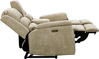 Vente-Unique Sof&aacute; de 2 plazas relax el&eacute;ctrico de tela topo con tableta NEVERS