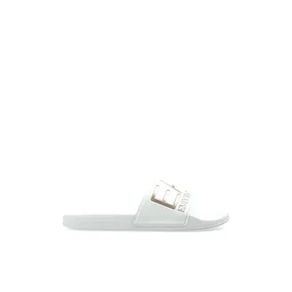 Emporio Armani Sliders, female, White, Size: 10 US Slides with Oversized Logo